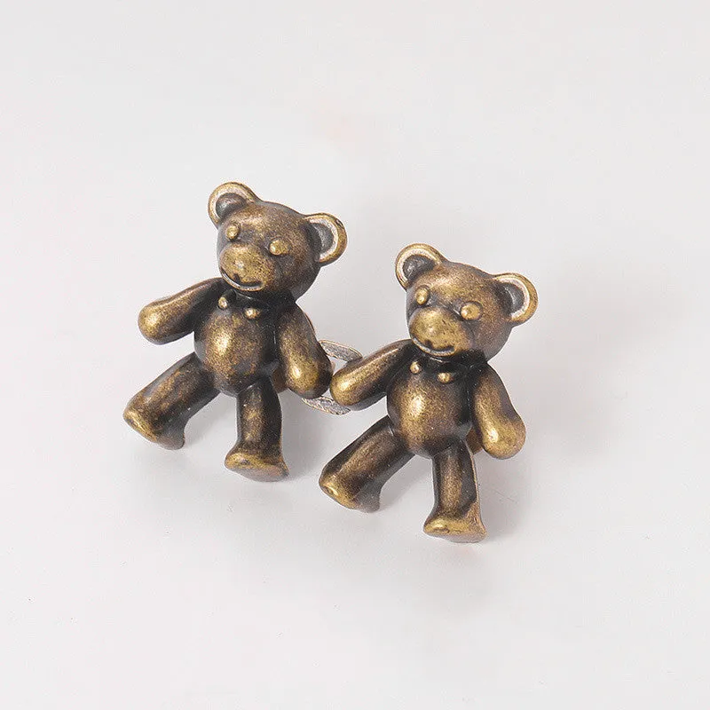 Cute bear alloy waist clip fastener for trousers, 40mm x 27mm, available in multiple colours