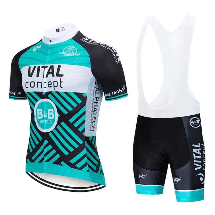 Vital Sports men's black jersey shorts bib set with full zip top and elastic waist shorts