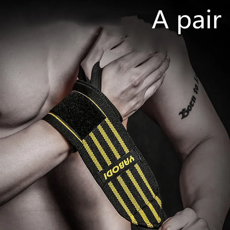 Fitness wrist bandage anti sprain sports compression bracer in blue, 50x8 cm, double stripe