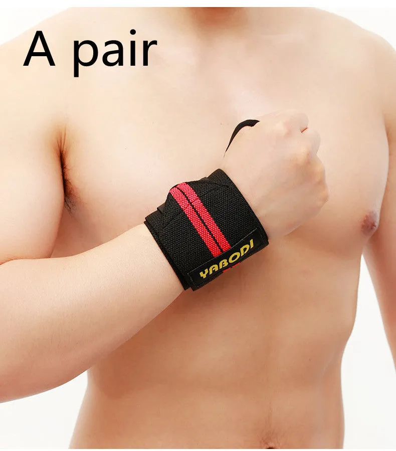 Fitness wrist bandage anti sprain sports compression bracer in blue, 50x8 cm, double stripe