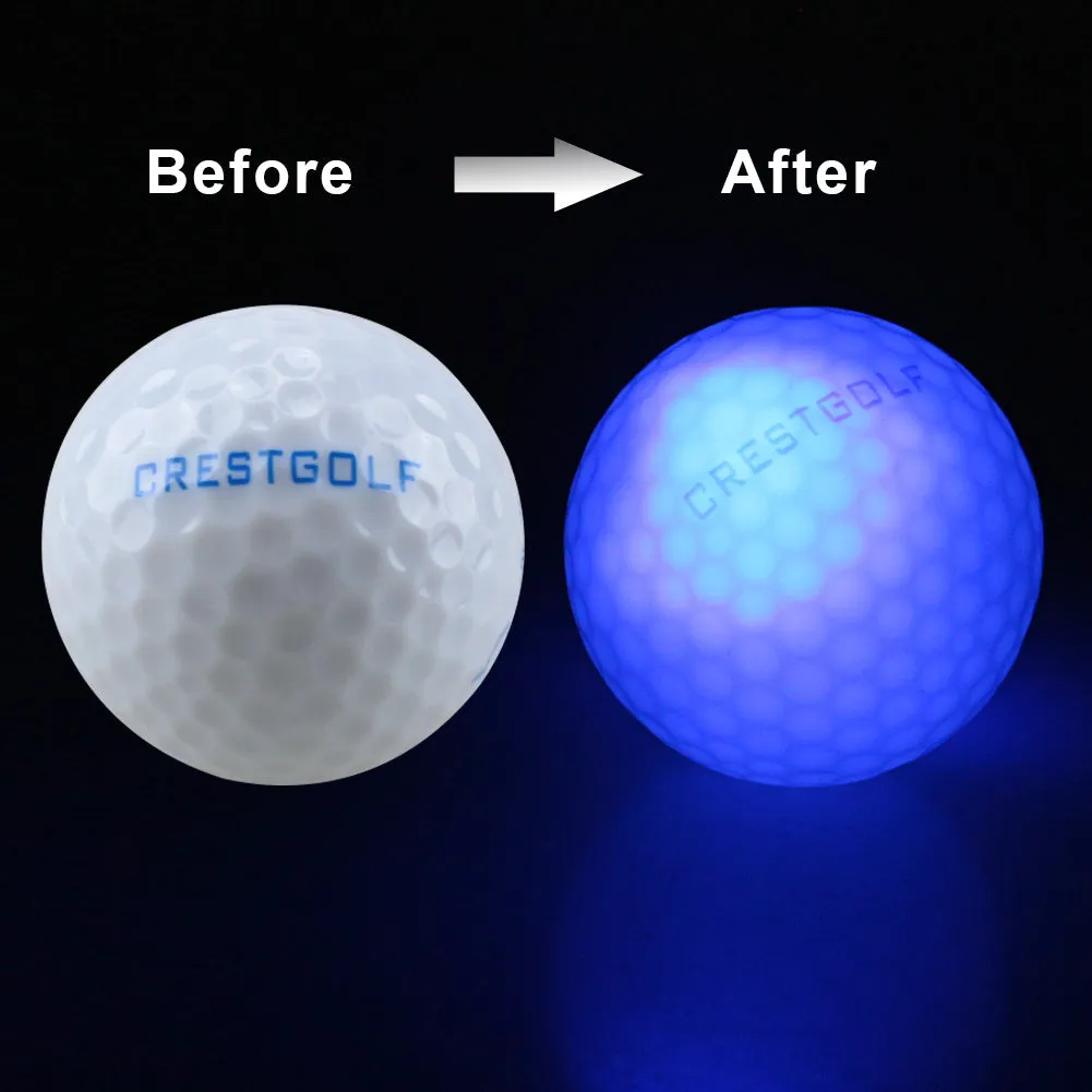 White LED golf ball on grass with 42.6mm diameter for night training, hard resin surface