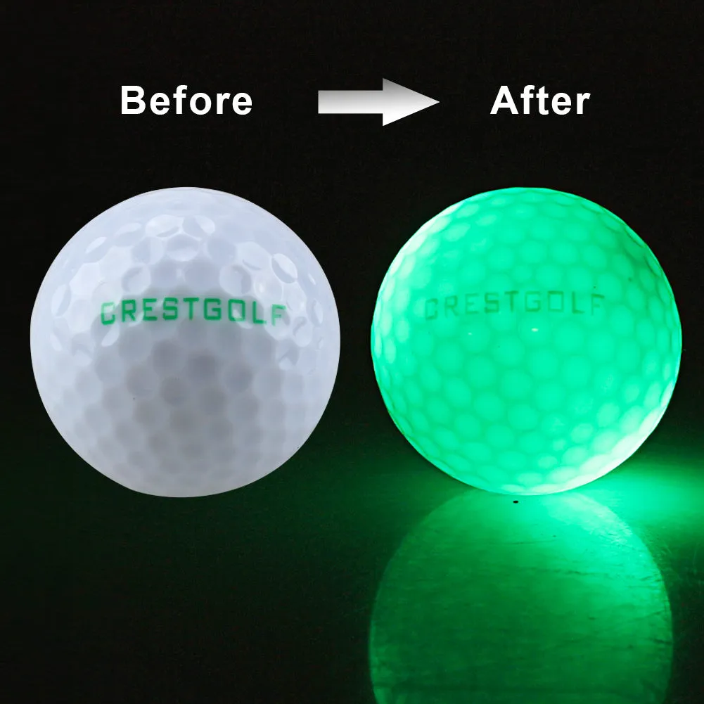 White LED golf ball on grass with 42.6mm diameter for night training, hard resin surface