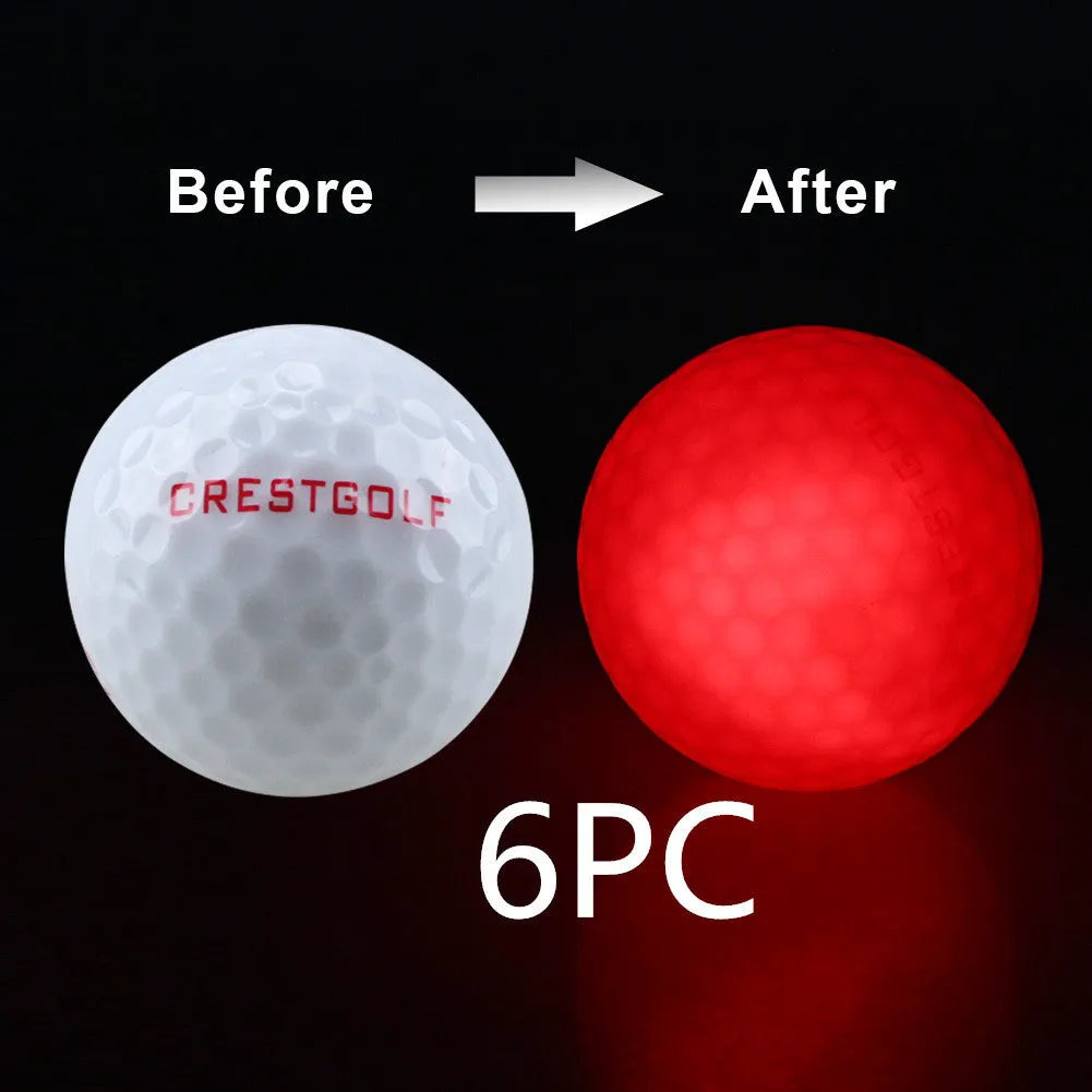 White LED golf ball on grass with 42.6mm diameter for night training, hard resin surface