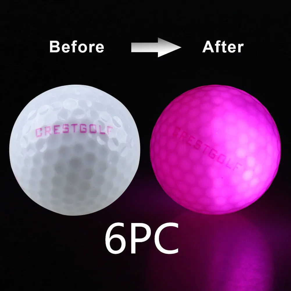 White LED golf ball on grass with 42.6mm diameter for night training, hard resin surface