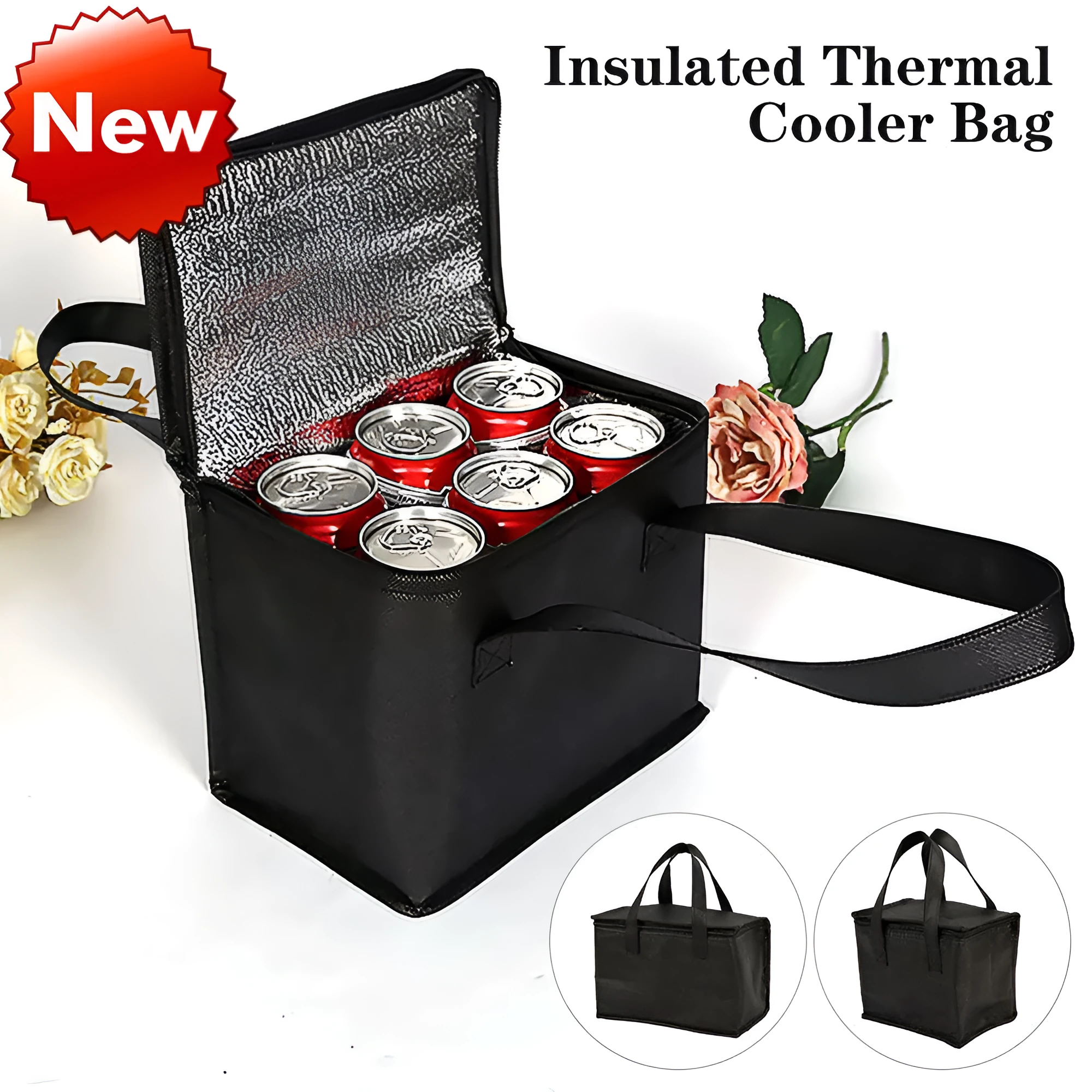 Insulated thermal bag drink carrier in ABS material, envelope shoulder bag style, large size 28x14x17 cm