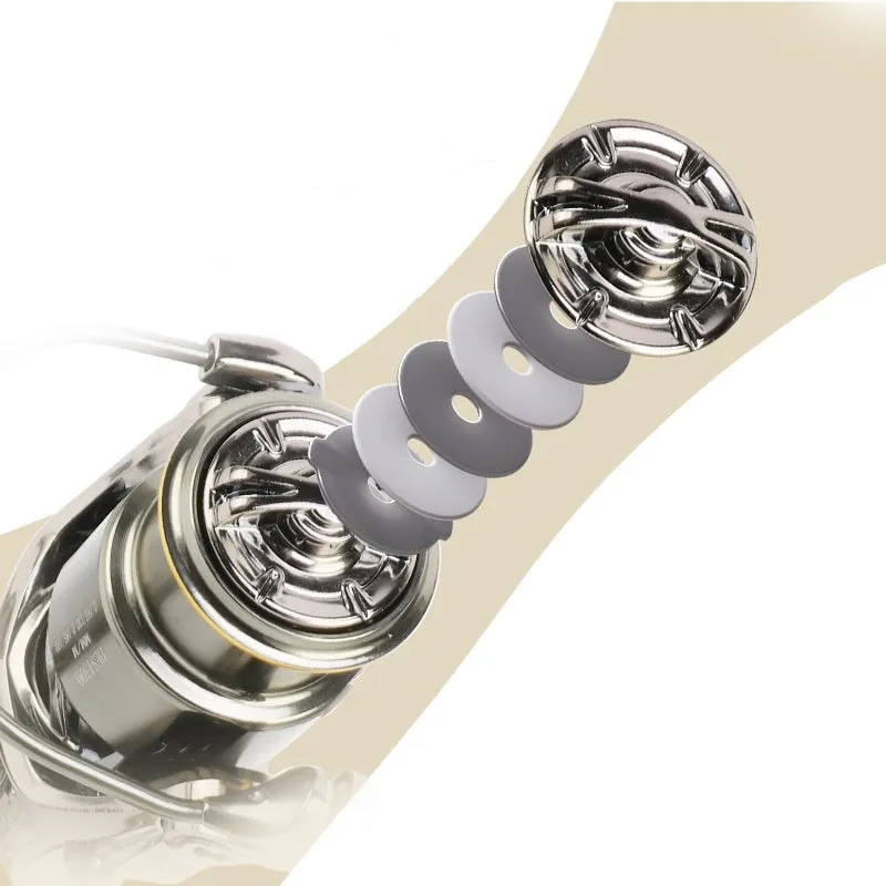 Subspinning wheel fishing reel with 13+1 bearings, all-metal build, 105x92mm size, HES light line cup styles