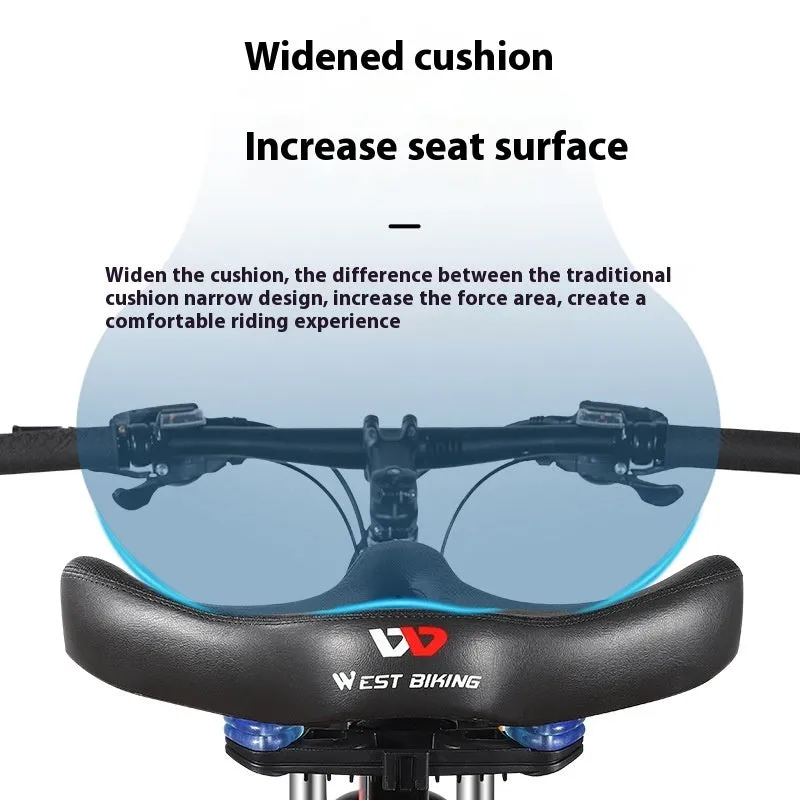 Black leather bicycle seat cushion with thick foam padding on a bike saddle.