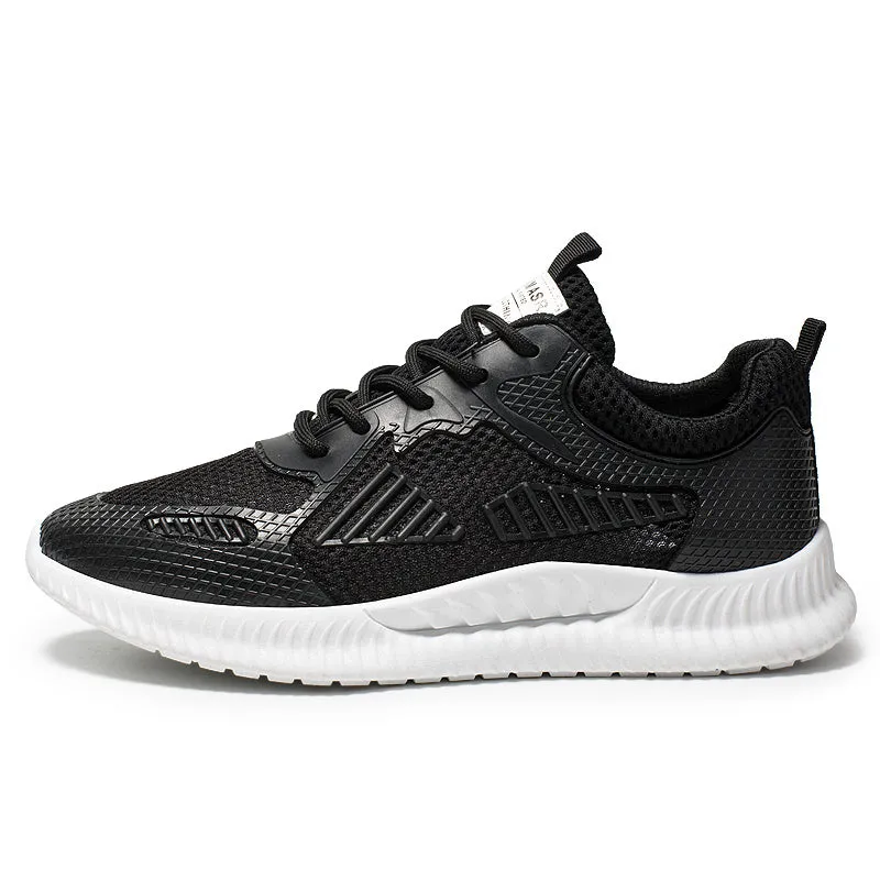 Casual running shoes with mesh upper and plastic sole in black colour style