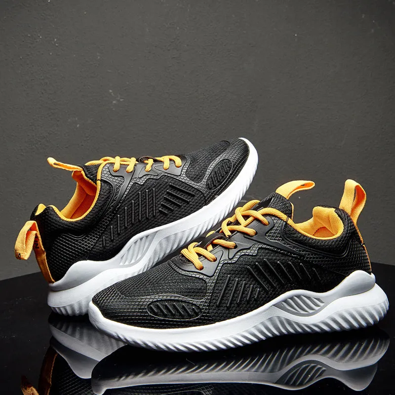 Casual running shoes with mesh upper and plastic sole in black colour style