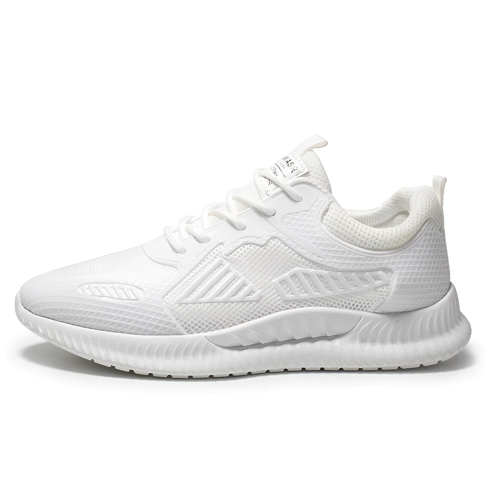 Casual running shoes with mesh upper and plastic sole in black colour style