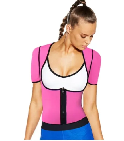 Women's sports shapewear body corset in blue and black colour, neoprene and nylon fabric, fitness body shaper with waist support