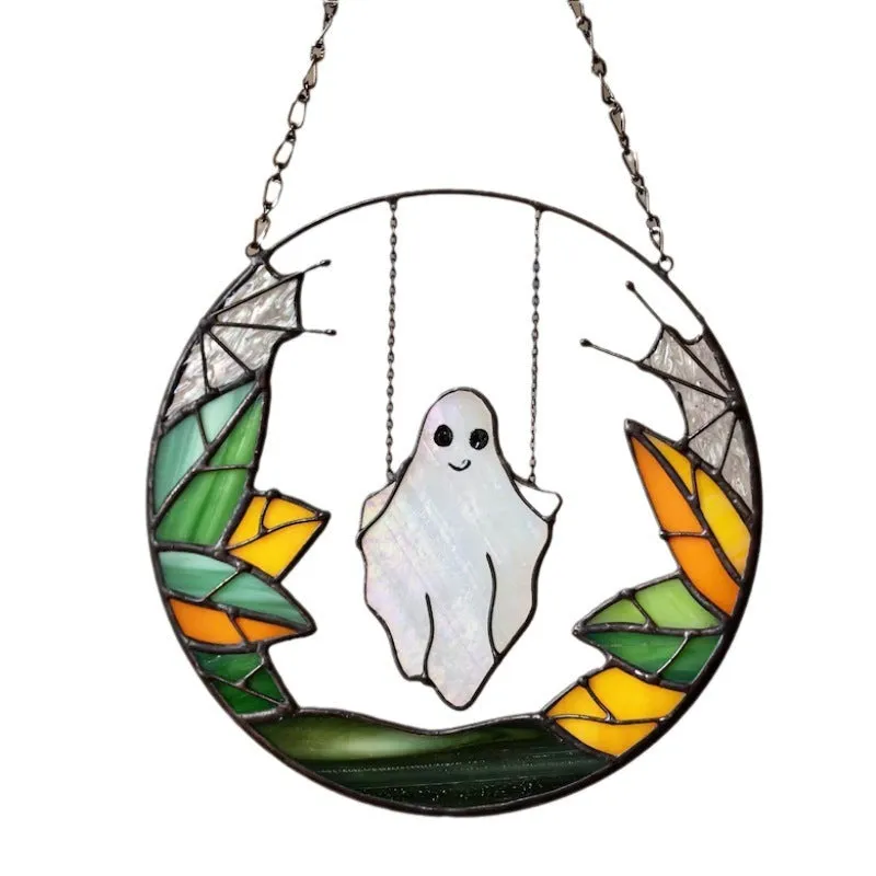 Fashion Halloween metal pendant with witch skull chain retro design 20cm diameter