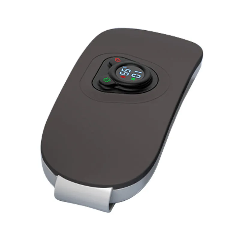 Bear Style stomach band vibratory heating massager with digital display, USB powered, in black