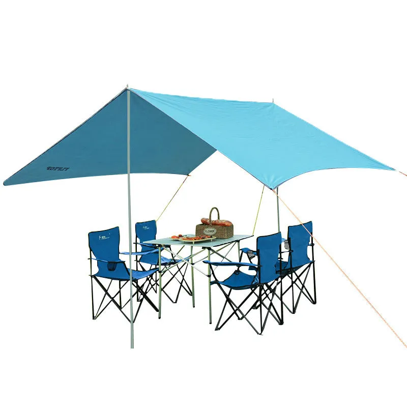 Sun shade camping canopy tent 3x3m with iron poles and 210D Oxford cloth in fruit green colour set up outdoors