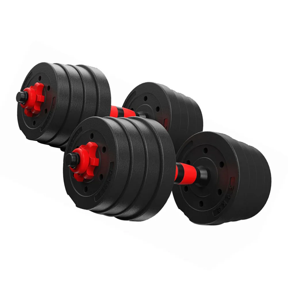 Home training dumbbell and barbell fitness equipment pair with rubber coating and 40cm connector