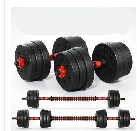 Home training dumbbell and barbell fitness equipment pair with rubber coating and 40cm connector