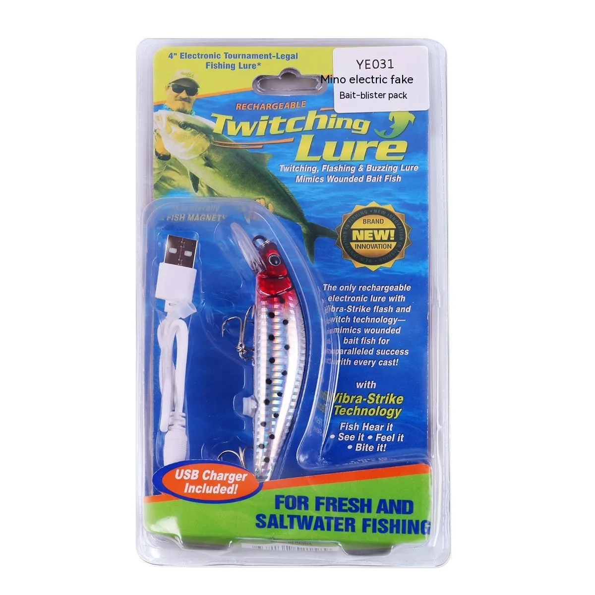 Colourful floating mino fishing bait with USB charging cable for luminous night fishing