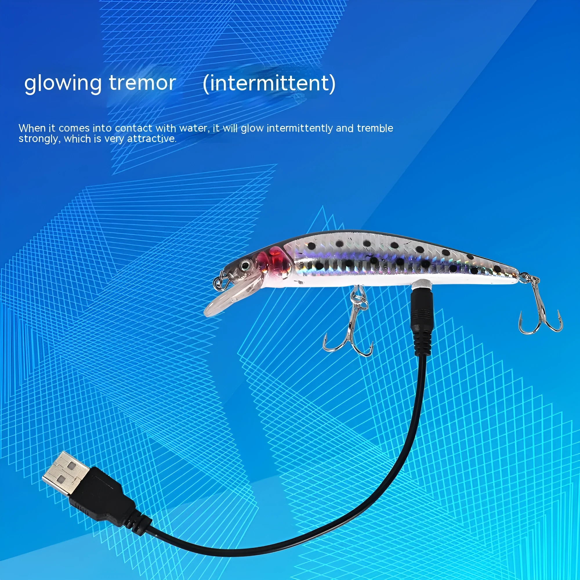Colourful floating mino fishing bait with USB charging cable for luminous night fishing