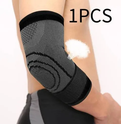 Knitted basketball elbow guard in black, size L, showing protective padding for adult sports activities