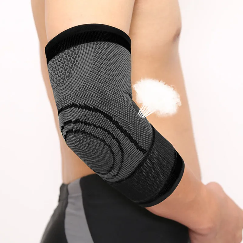 Knitted basketball elbow guard in black, size L, showing protective padding for adult sports activities