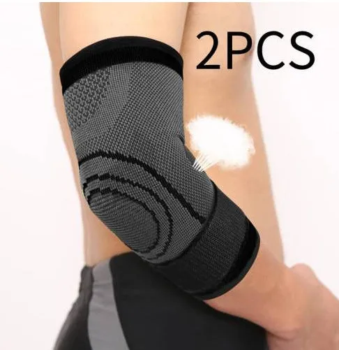 Knitted basketball elbow guard in black, size L, showing protective padding for adult sports activities