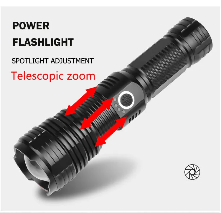 USB charging P70 outdoor flashlight with XHP 70 bulb and aluminium alloy body