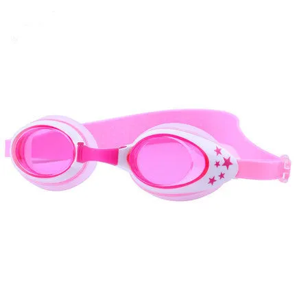 Children's anti-fog swimming goggles with PC lens, blue colour, on white background