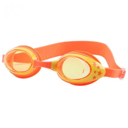 Children's anti-fog swimming goggles with PC lens, blue colour, on white background