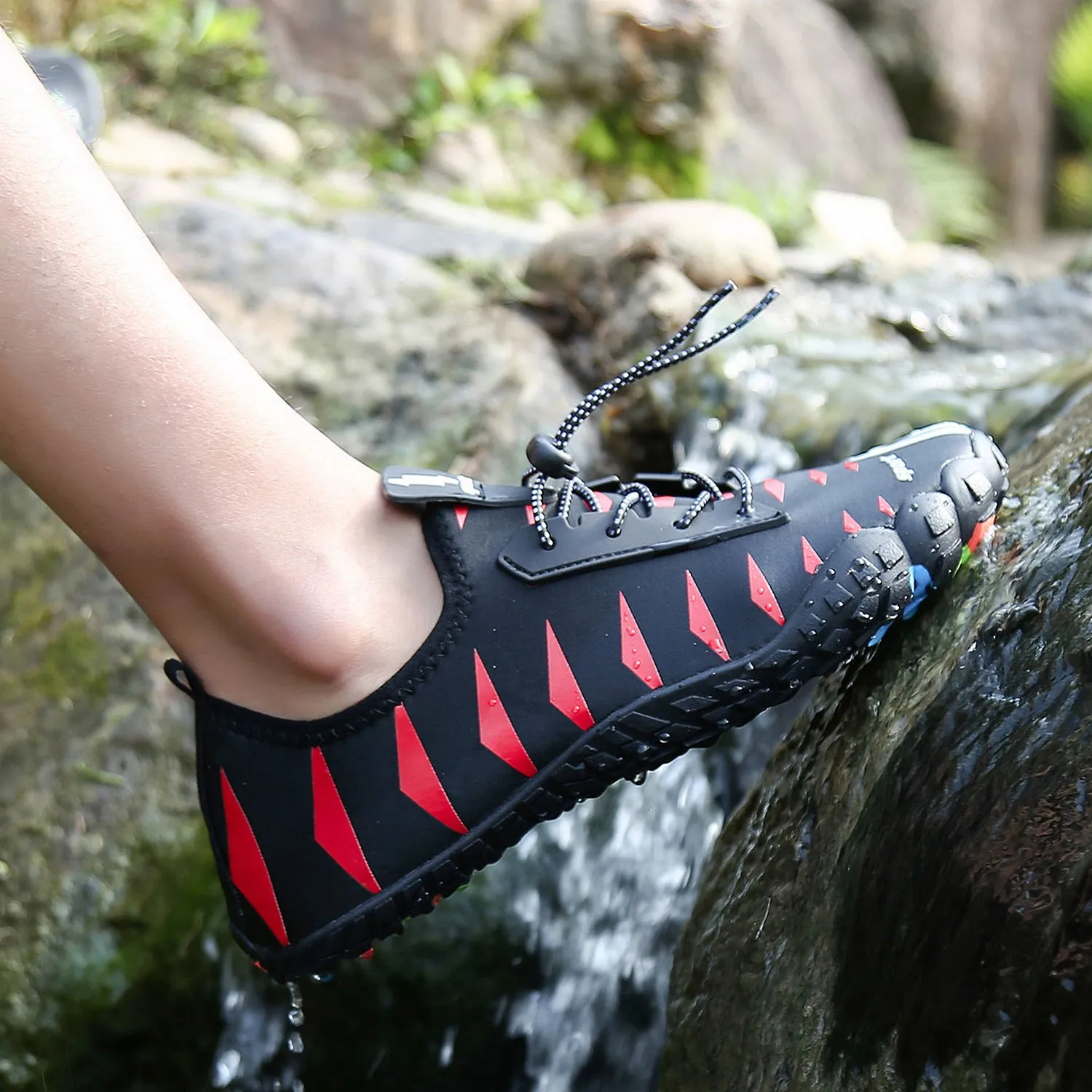 Cross-border large size outdoor hiking shoes with Lycra upper and non-slip rubber sole, black blue colour