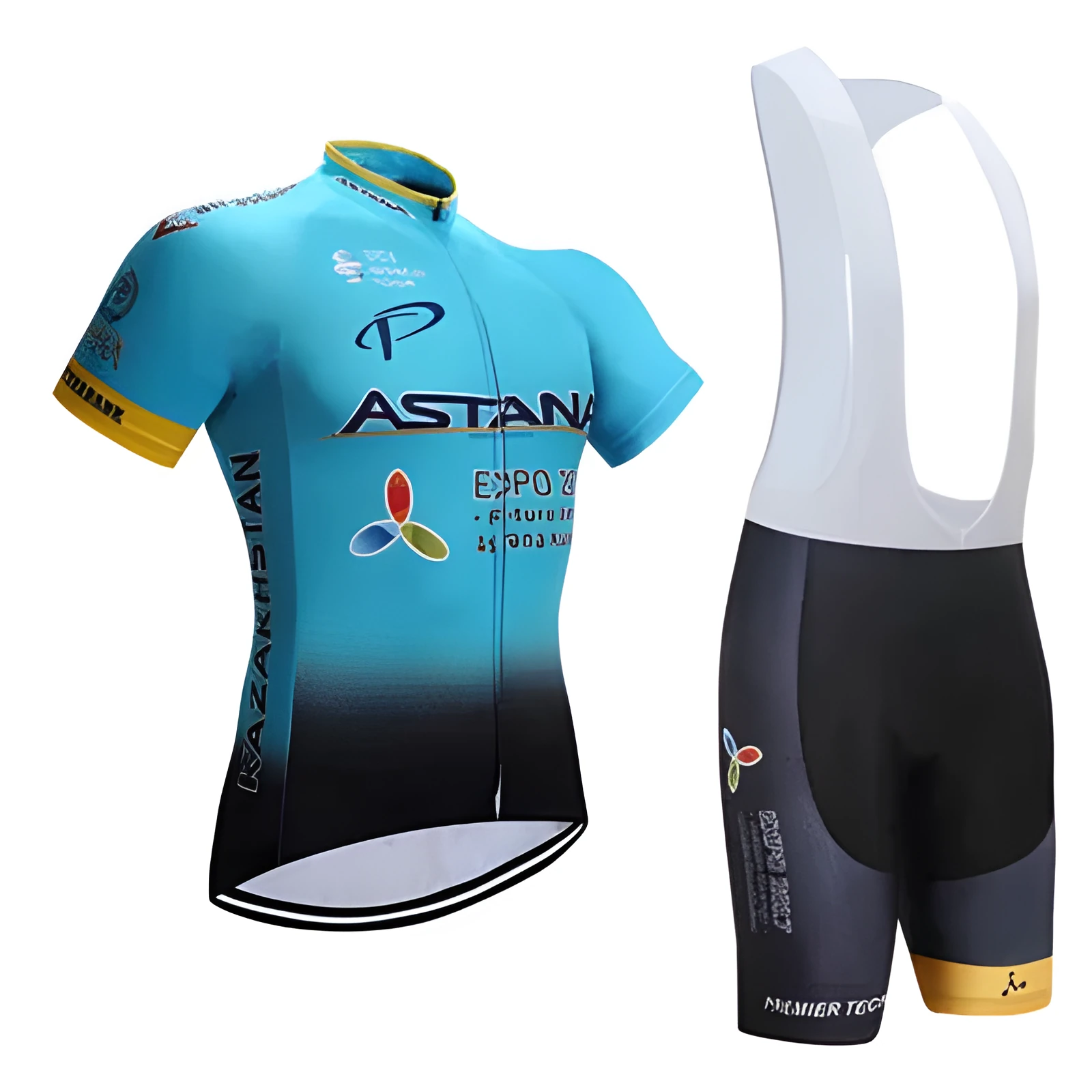 Cycling jersey short sleeve moisture wicking fabric in blue colour on white background