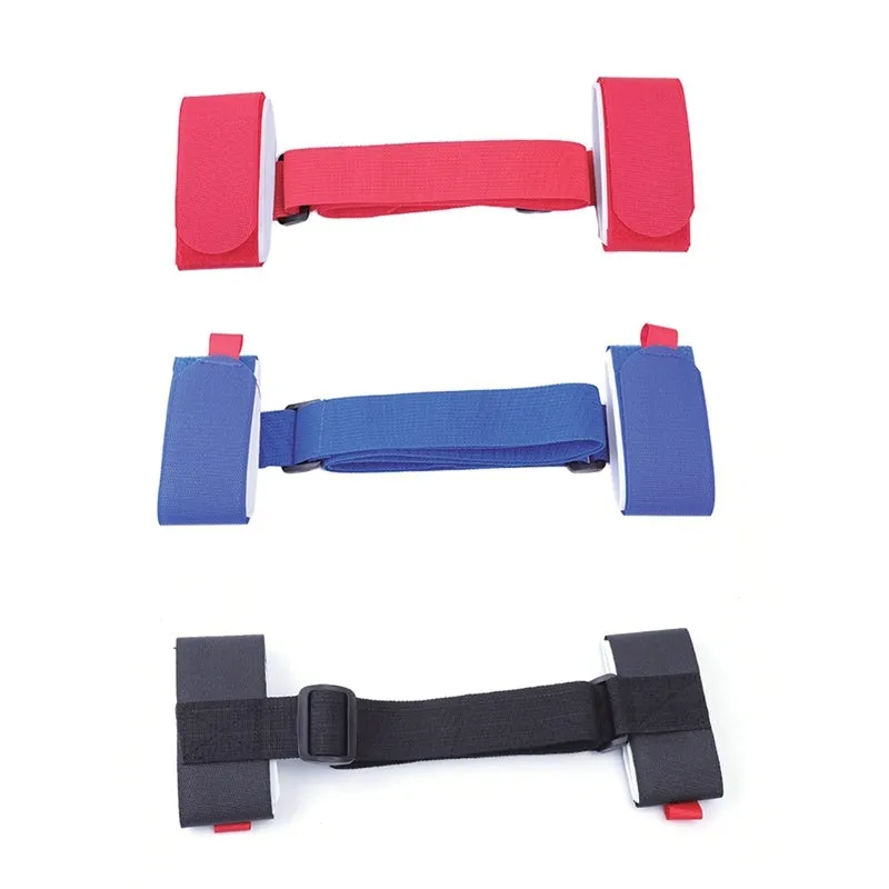Adjustable nylon skiing handle strap with buckle in black, carried over shoulder