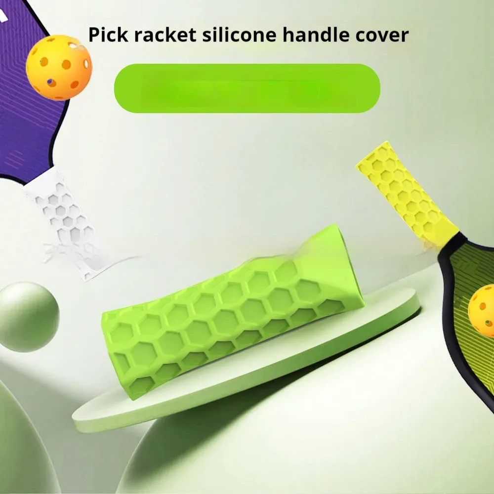 Silicone peak racket grip protective sleeve in black on a badminton racket handle