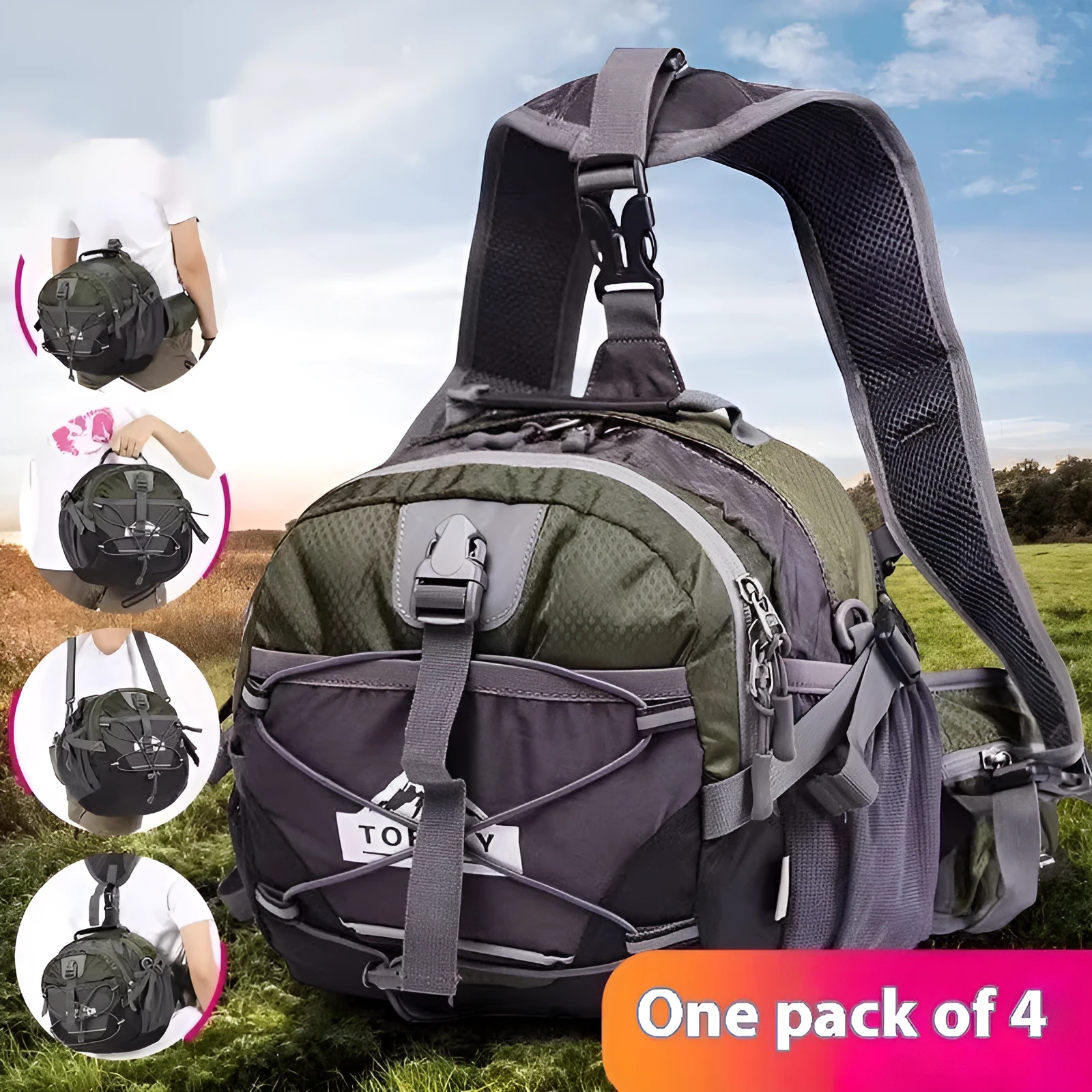 Outdoor multi-functional sports waist bag 18L nylon unisex letter graphic in army green