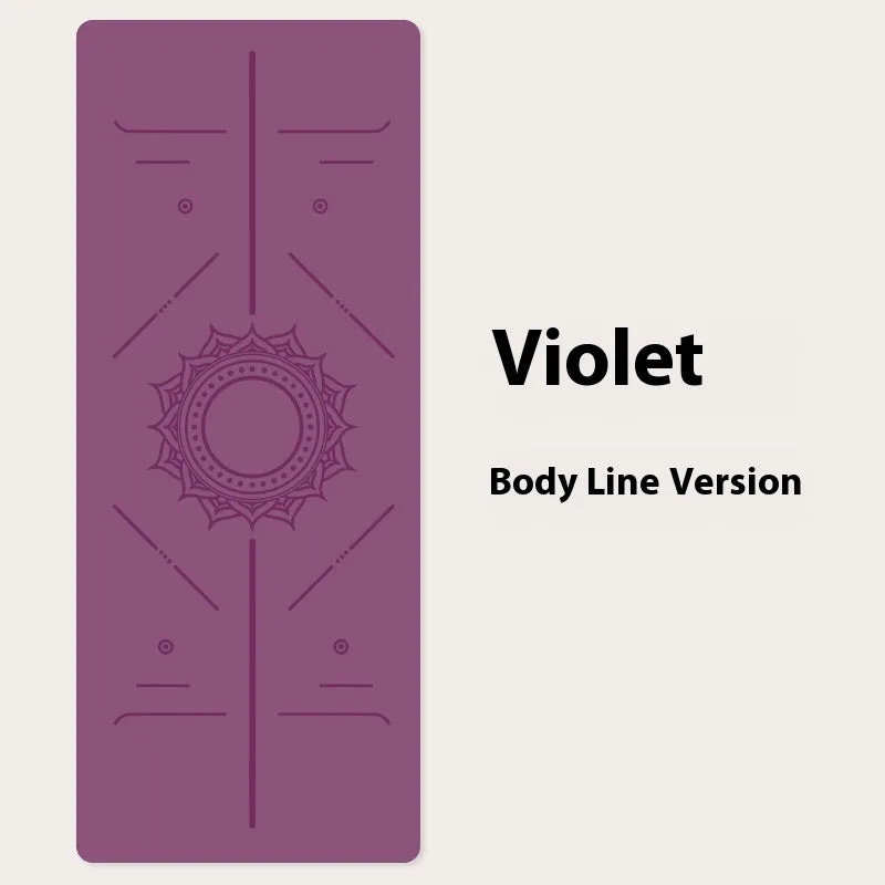 Pu natural rubber non-slip body line yoga mat 185x68cm in bean paste purple