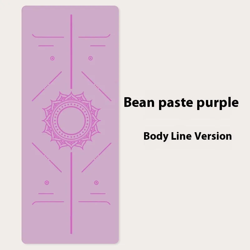 Pu natural rubber non-slip body line yoga mat 185x68cm in bean paste purple