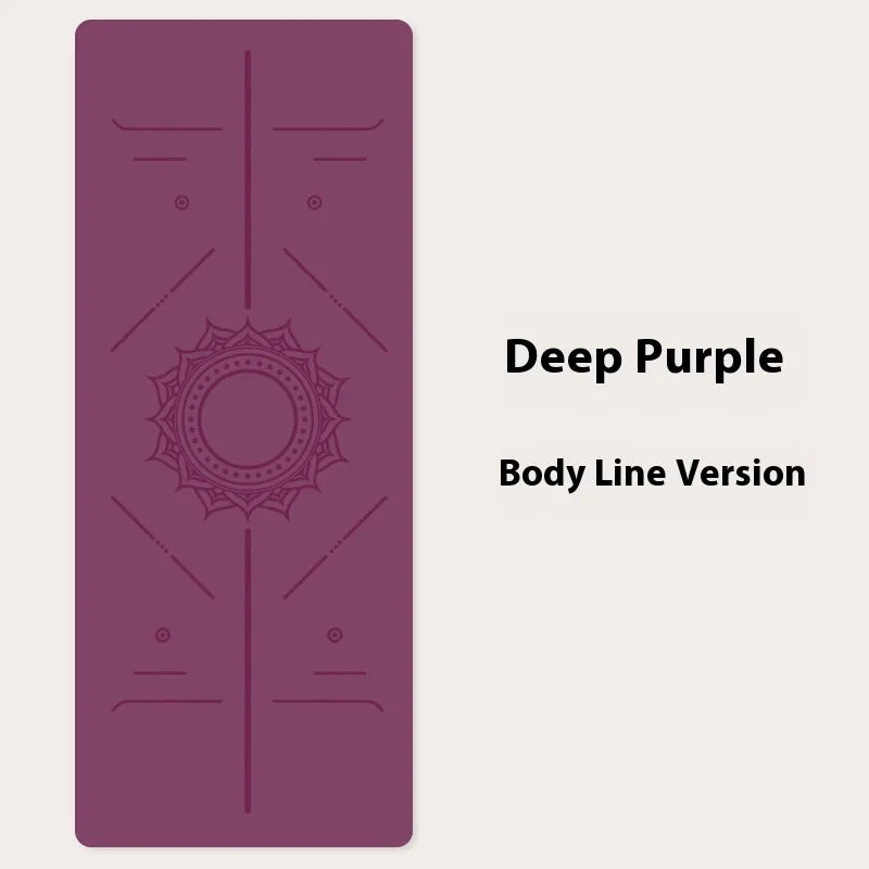 Pu natural rubber non-slip body line yoga mat 185x68cm in bean paste purple