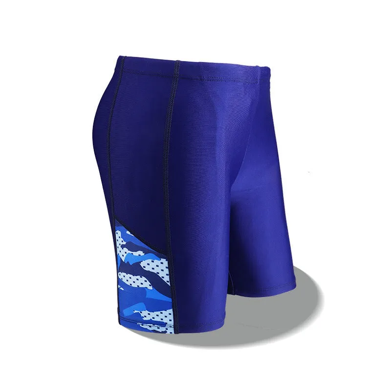 Children's quick-drying polyester swimming trunks for teenagers, high elasticity, sizes L to 5XL, fresh style pattern, one pair.