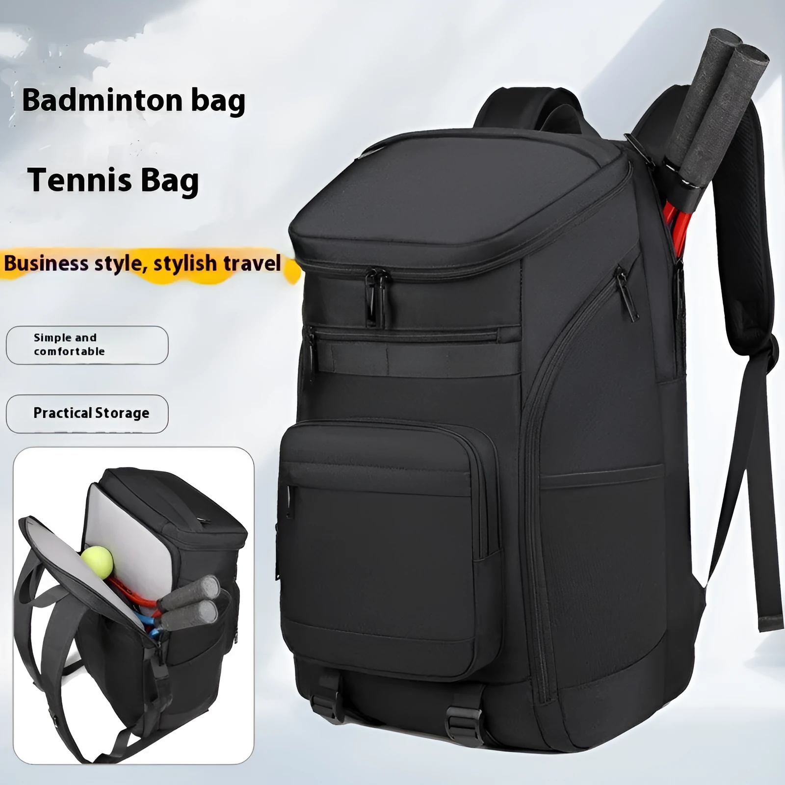 Black dry-wet separation outdoor training backpack made from Oxford cloth, 20-35L capacity, side view
