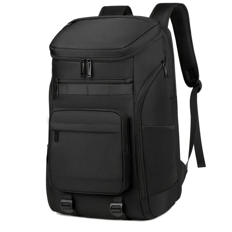 Black dry-wet separation outdoor training backpack made from Oxford cloth, 20-35L capacity, side view