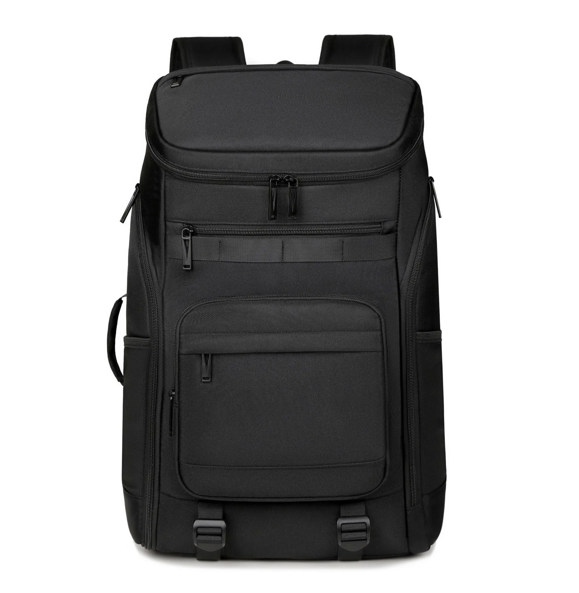 Black dry-wet separation outdoor training backpack made from Oxford cloth, 20-35L capacity, side view