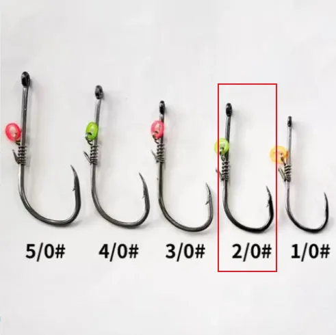 Spring rubber band sea fishing lure with barbed hook holding live shrimp for outdoor fishing