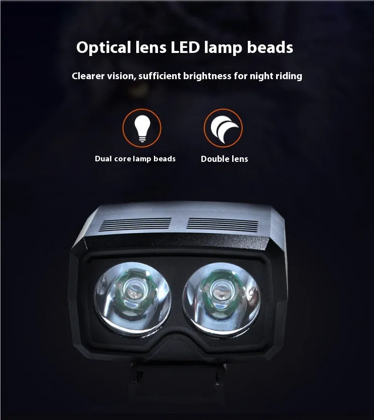 Y15 black cycle front light with CREE-XPE LED beads and quick release bracket on handlebar