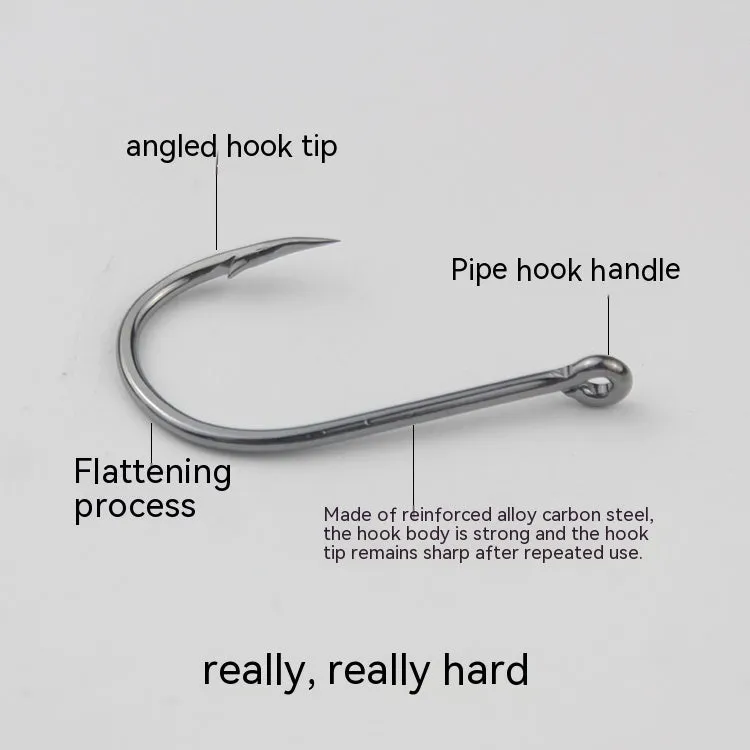 Bulk pack of alloy carbon steel sea fishing hooks with crooked mouth barbed design in various sizes