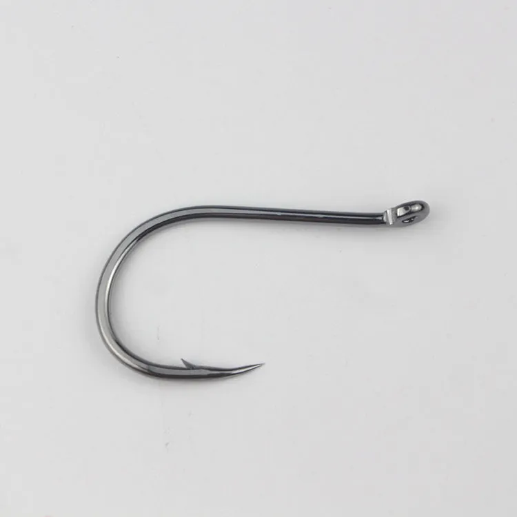 Bulk pack of alloy carbon steel sea fishing hooks with crooked mouth barbed design in various sizes