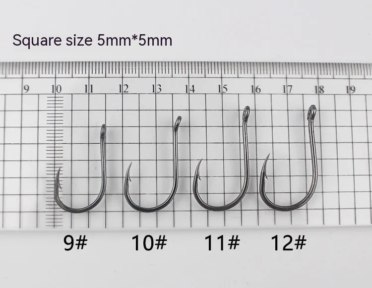 Bulk pack of alloy carbon steel sea fishing hooks with crooked mouth barbed design in various sizes