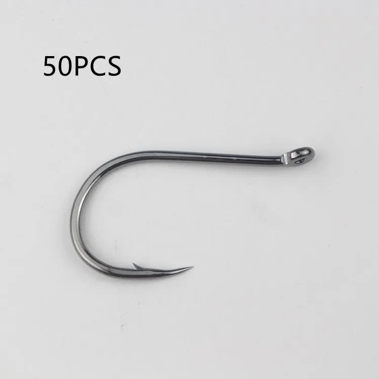 Bulk pack of alloy carbon steel sea fishing hooks with crooked mouth barbed design in various sizes