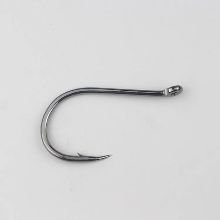 Bulk pack of alloy carbon steel sea fishing hooks with crooked mouth barbed design in various sizes