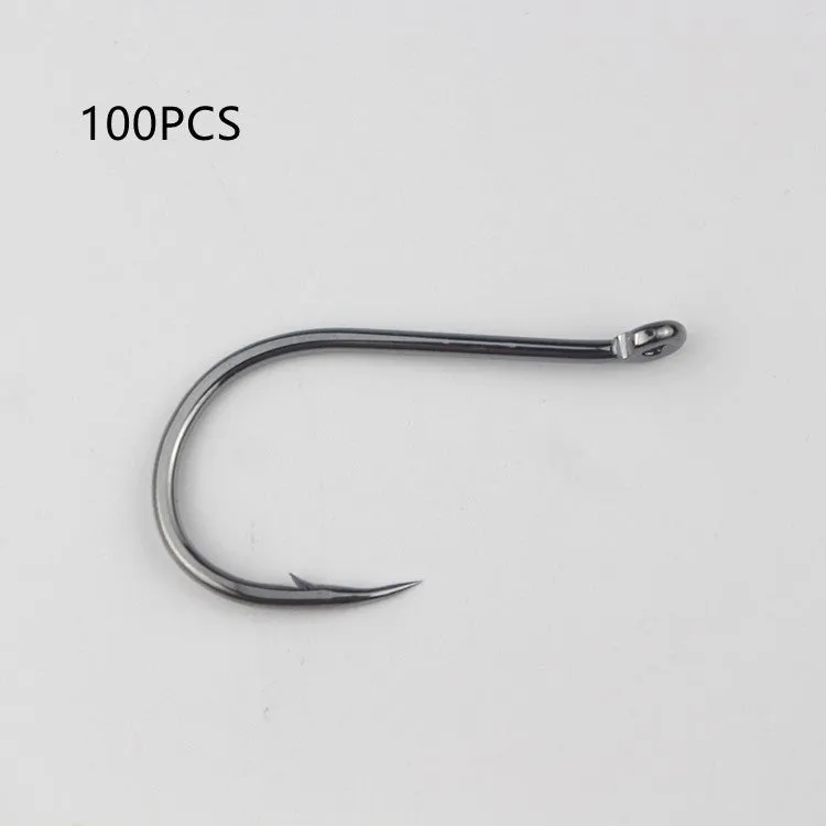 Bulk pack of alloy carbon steel sea fishing hooks with crooked mouth barbed design in various sizes