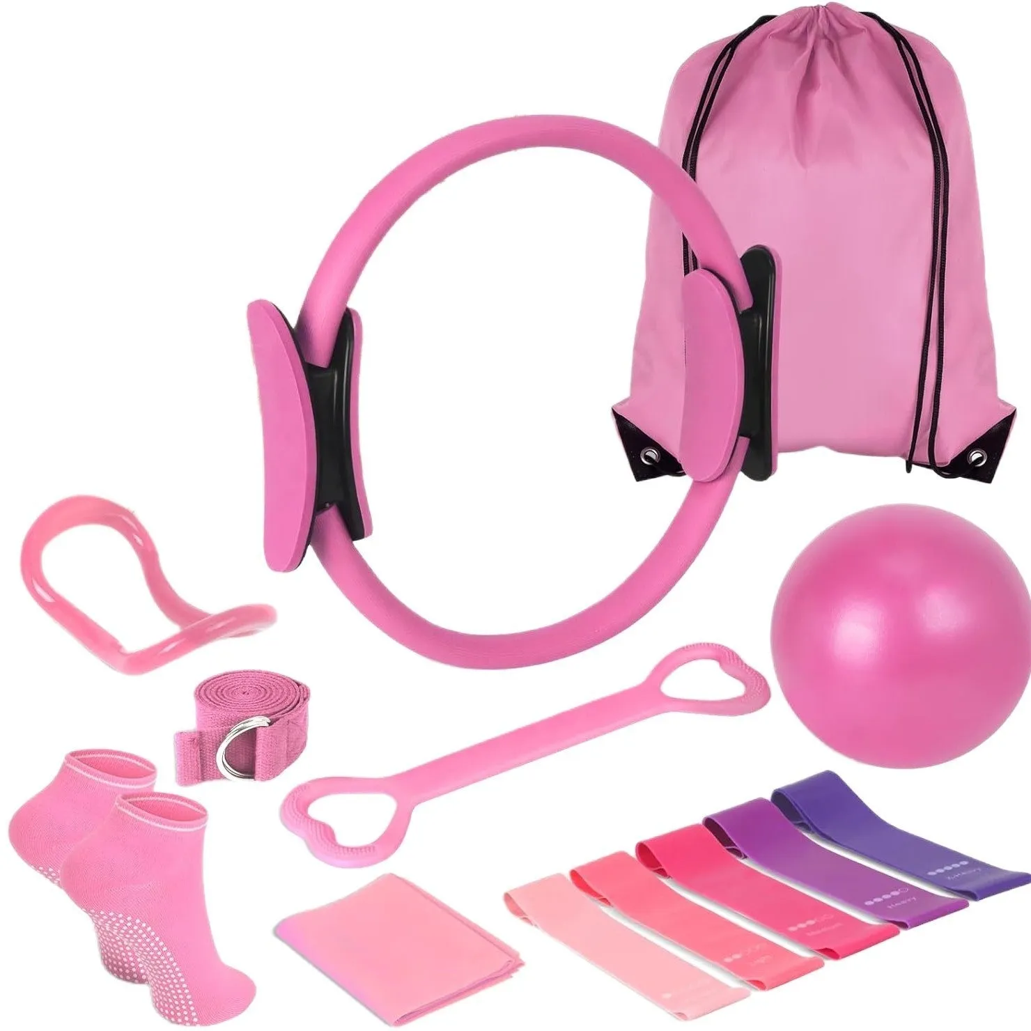 Yoga Pilates Roller 13-piece Set in pink and purple made of PP material for muscle recovery