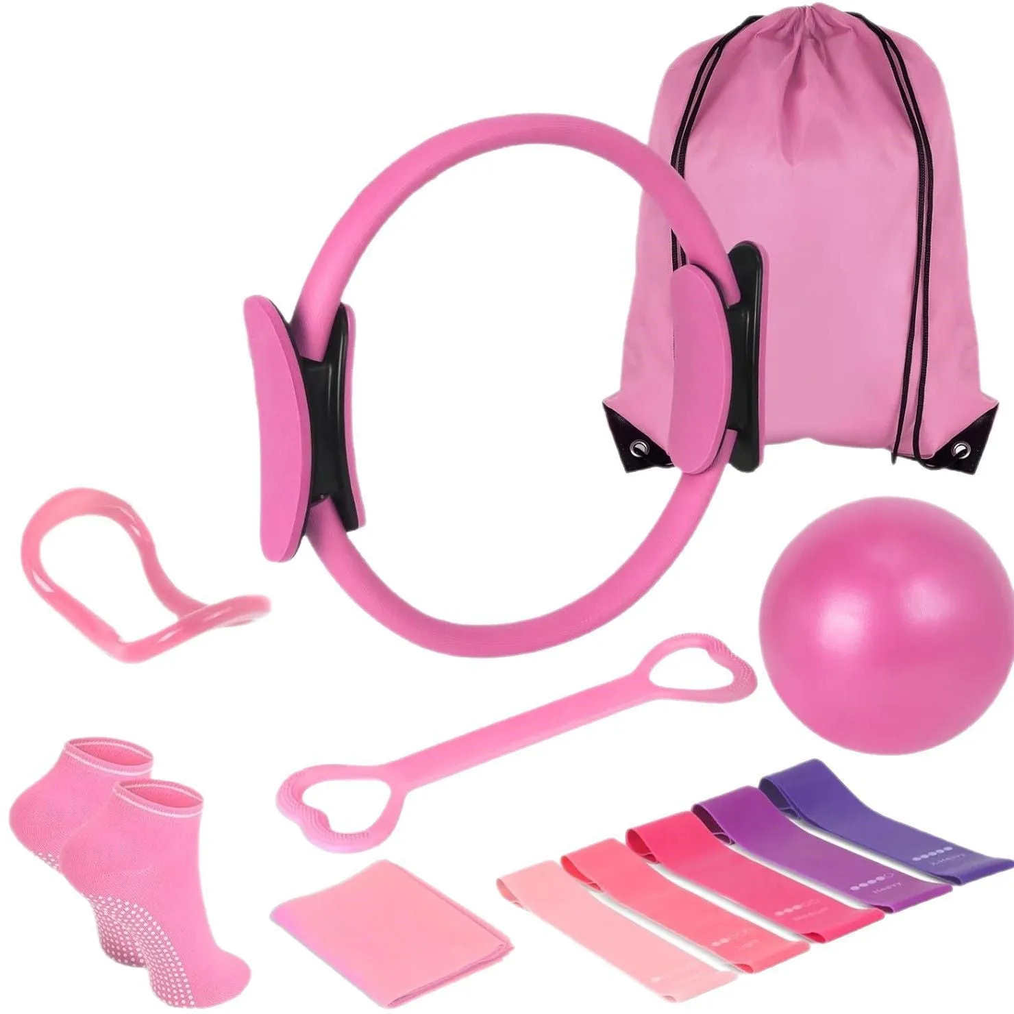 Yoga Pilates Roller 13-piece Set in pink and purple made of PP material for muscle recovery